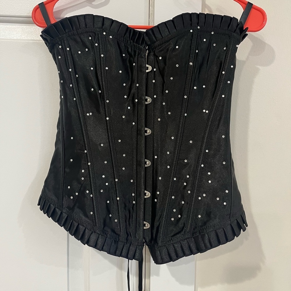 Gothic Burlesque Vamp Women’s black Rhinestone Corset